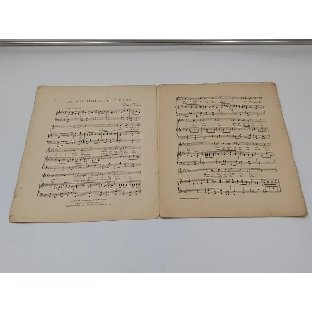 Oh You Bashful Little Girlie Sheet Music 1912 Billy‎ Walsh Antique Berlin Woman